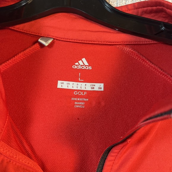 Adidas Golf Pullover Men's‎ L Red Layering Shirt 1/4 Zip Performance Stretch - Picture 5 of 8
